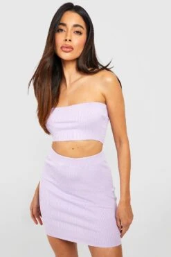 Ensemble Côtelé Avec Crop Top Et Jupe Mi-longue