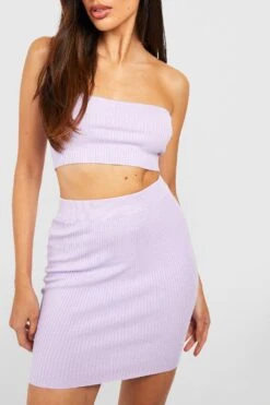 Ensemble Côtelé Avec Crop Top Et Jupe Mi-longue -FR Chemises Soldes Magasin gzz39357 lilac xl 3