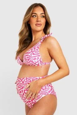Maternité - Bikini De Grossesse Noué à Imprimé Géométrique -FR Chemises Soldes Magasin gzz39749 pink xl 2
