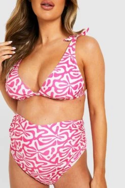 Maternité - Bikini De Grossesse Noué à Imprimé Géométrique -FR Chemises Soldes Magasin gzz39749 pink xl 3