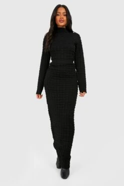 BOOHOO Ensemble Premium Texturé Avec Top Et Jupe Longue -FR Chemises Soldes Magasin gzz39778 black xl 2