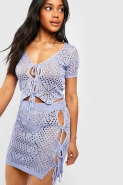 Ensemble Fleuri En Maille Avec Cardigan à Lacets Et Mini-jupe 9 Ensemble Fleuri En Maille Avec Cardigan à Lacets Et Mini-jupe -FR Chemises Soldes Magasin gzz40309 baby20blue xl 3