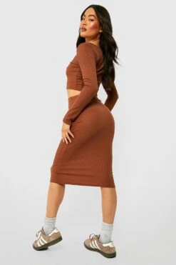 Jupe Moulante Mi-longue -FR Chemises Soldes Magasin gzz40707 chocolate xl 1