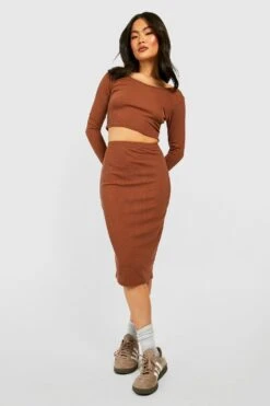 Jupe Moulante Mi-longue -FR Chemises Soldes Magasin gzz40707 chocolate xl 2