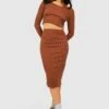 Crop Top Côtelé à Col Rond -FR Chemises Soldes Magasin gzz40708 chocolate xl