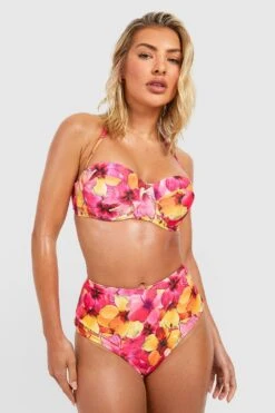 Haut De Maillot Matelassé à Armatures Et Imprimé Tropical -FR Chemises Soldes Magasin gzz42447 pink xl 2