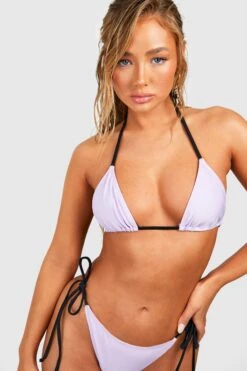 Bikini Pastel Avec Haut Triangle Et Bas Noué -FR Chemises Soldes Magasin gzz42764 lilac xl 3