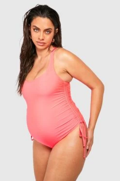 Maternité - Maillot De Bain De Grossesse Froncé -FR Chemises Soldes Magasin gzz42937 hot20pink xl 2