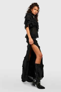 Jupe Longue à Volants -FR Chemises Soldes Magasin gzz43944 black xl 2