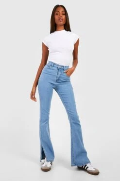 Jean Flare Fendu Taille Haute