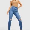 Jean Skinny Push-up Déchiré -FR Chemises Soldes Magasin gzz46057 mid20wash xl