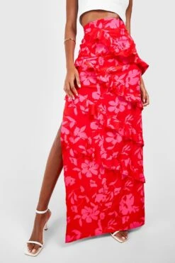 Jupe Longue Fleurie à Volants -FR Chemises Soldes Magasin gzz46077 pink xl 3