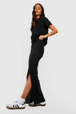 Jupe Longue Côtelée Fendue -FR Chemises Soldes Magasin gzz46393 black xl 3