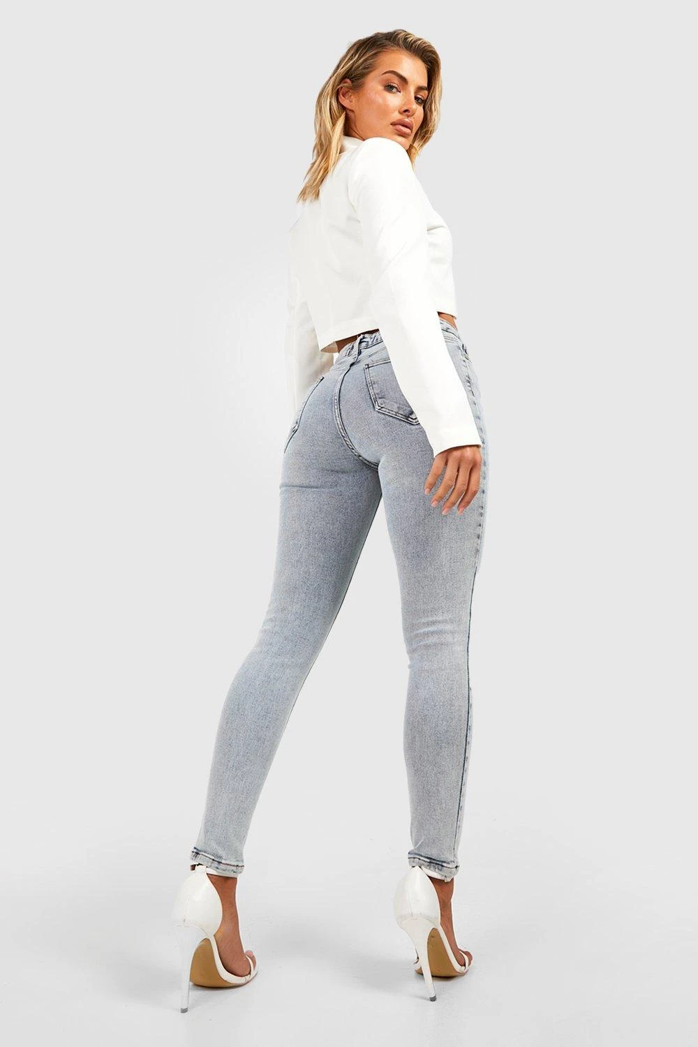 Jean Skinny Délavé Taille Mi-haute 4 Jean Skinny Délavé Taille Mi-haute – Image 2