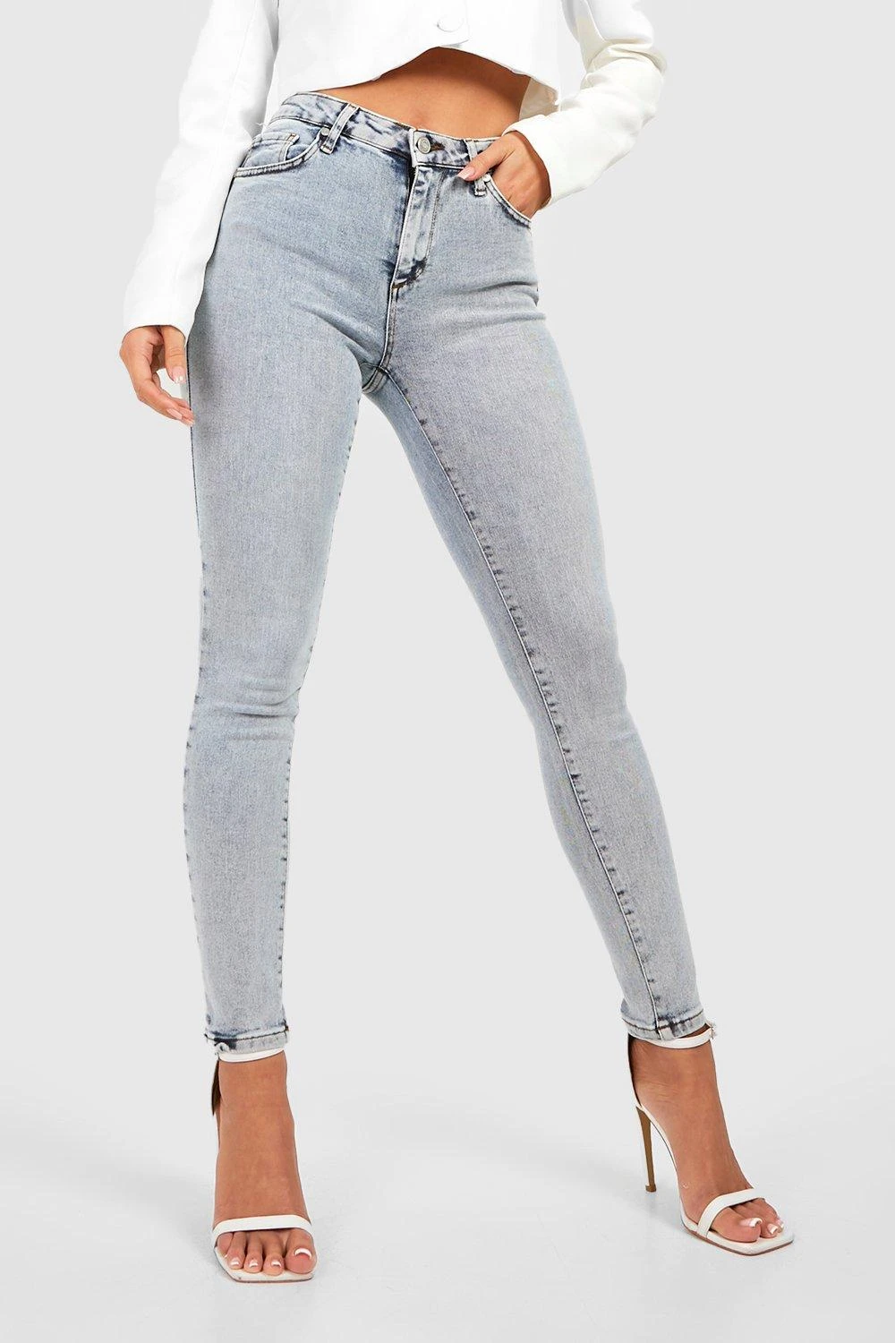 Jean Skinny Délavé Taille Mi-haute 6 Jean Skinny Délavé Taille Mi-haute – Image 4