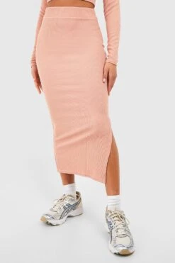 Jupe Longue Côtelée Fendue 9 Jupe Longue Côtelée Fendue -FR Chemises Soldes Magasin gzz46612 camel xl 3