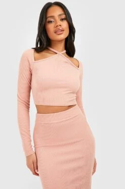 Top Côtelé à Découpes Et Manches Longues -FR Chemises Soldes Magasin gzz46613 camel xl 2