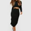 Crop Top Côtelé à Manches Longues -FR Chemises Soldes Magasin gzz46619 black xl