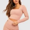 Crop Top Côtelé à Col Carré -FR Chemises Soldes Magasin gzz46621 camel xl