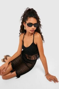 Ensemble à Franges Avec Bralette Et Mini-jupe -FR Chemises Soldes Magasin gzz46707 black xl 2