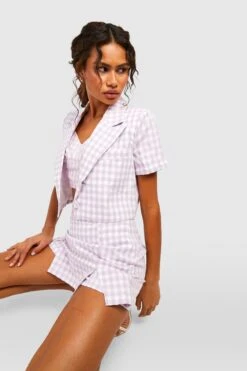 Jupe-short Texturée à Imprimé Vichy -FR Chemises Soldes Magasin gzz47098 lilac xl 2