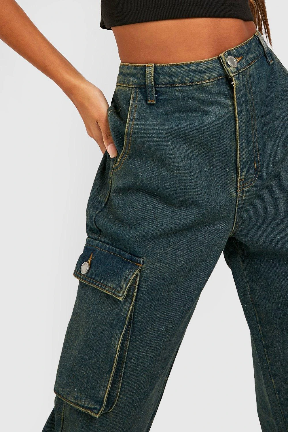 Jogging Cargo Taille Haute En Jean 6 Jogging Cargo Taille Haute En Jean – Image 4