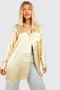 Chemise Oversize Satinée -FR Chemises Soldes Magasin gzz47861 sand xl 2