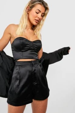 Short Satiné Taille Haute -FR Chemises Soldes Magasin gzz48421 black xl 2