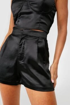 Short Satiné Taille Haute -FR Chemises Soldes Magasin gzz48421 black xl 3