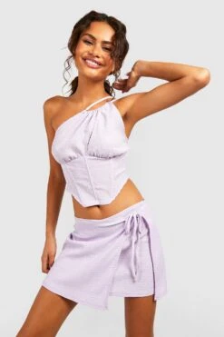 Mini-jupe Portefeuille Texturée -FR Chemises Soldes Magasin gzz48616 lilac xl 3
