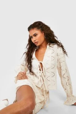 Chemise Brodée Nouée -FR Chemises Soldes Magasin gzz48930 beige xl 2