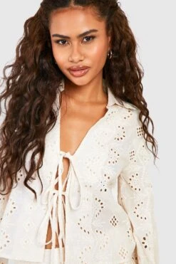 Chemise Brodée Nouée -FR Chemises Soldes Magasin gzz48930 beige xl 3