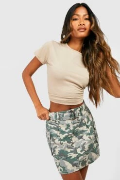 Mini-jupe Cargo à Imprimé Camouflage -FR Chemises Soldes Magasin gzz49081 khaki xl 2