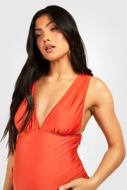 Maternité - Maillot De Bain De Grossesse Décolleté -FR Chemises Soldes Magasin gzz49681 red xl 3