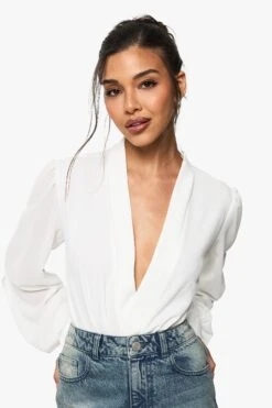 Body Cache-cœur à Manches En Mousseline De Soie