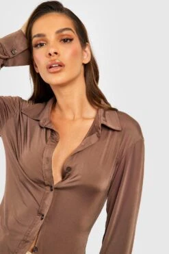 Chemise Moulante -FR Chemises Soldes Magasin gzz49860 mocha xl 3