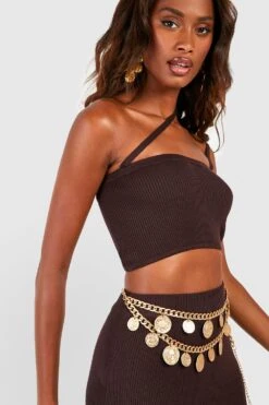 Ensemble En Maille Avec Crop Top Et Jupe Longue -FR Chemises Soldes Magasin gzz50560 chocolate xl 2