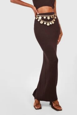 Ensemble En Maille Avec Crop Top Et Jupe Longue -FR Chemises Soldes Magasin gzz50560 chocolate xl 3