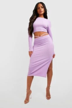 Crop Top Côtelé à Manches Longues -FR Chemises Soldes Magasin gzz50853 lilac xl 2