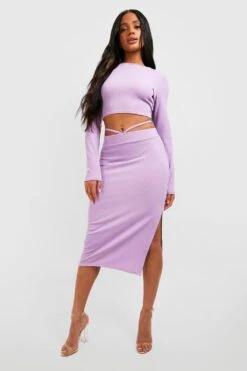 Jupe Mi-longue Côtelée -FR Chemises Soldes Magasin gzz50858 lilac xl 2