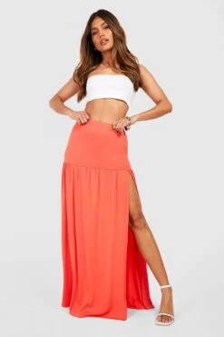 Jupe Longue Fendue En Jersey