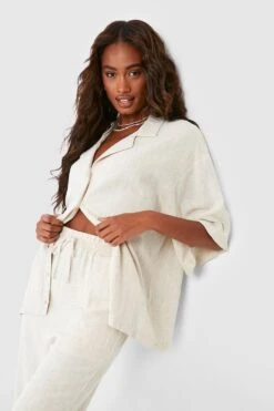 Chemise Ample En Lin à Manches Courtes -FR Chemises Soldes Magasin gzz51340 natural20beige xl 2