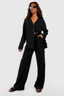 Chemise Ample En Lin à Manches Longues -FR Chemises Soldes Magasin gzz51351 black xl 2