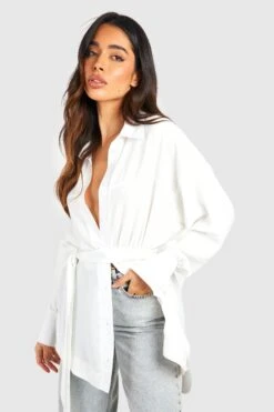 Chemise Texturée En Twill à Ceinture