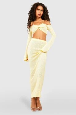 Ensemble Avec Top à Col Bateau Et Jupe Longue -FR Chemises Soldes Magasin gzz51753 lemon xl 2