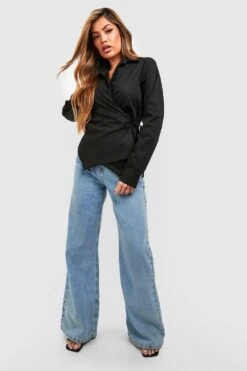 Chemise Cache-cœur En Coton 8 Chemise Cache-cœur En Coton -FR Chemises Soldes Magasin gzz53083 black xl 2