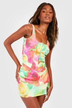 Mini-jupe Fendue Fleurie