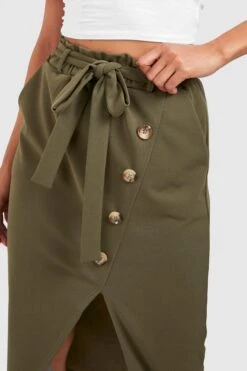 BOOHOO Jupe Crayon Boutonnée à Ceinture -FR Chemises Soldes Magasin gzz54100 khaki xl 3