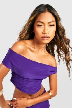 Ensemble Avec Crop Top Torsadé Et Jupe Longue -FR Chemises Soldes Magasin gzz57048 purple xl 3