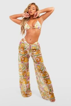 Ensemble De Plage Abstrait Avec Bikini Et Pantalon 8 Ensemble De Plage Abstrait Avec Bikini Et Pantalon -FR Chemises Soldes Magasin gzz57079 yellow xl 2